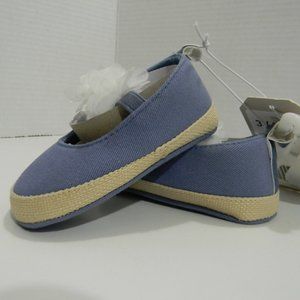 Adrienne Vittadini Bambini Crib Shoes Blue Mary Janes Ballet Shoes for Baby NEW